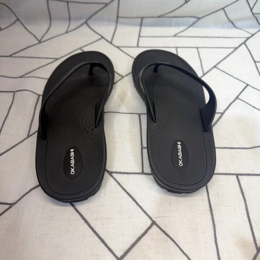 Okabashi Flip Flops LL 9.5-10.5 Black Mariner Thong Sandals Made in USA